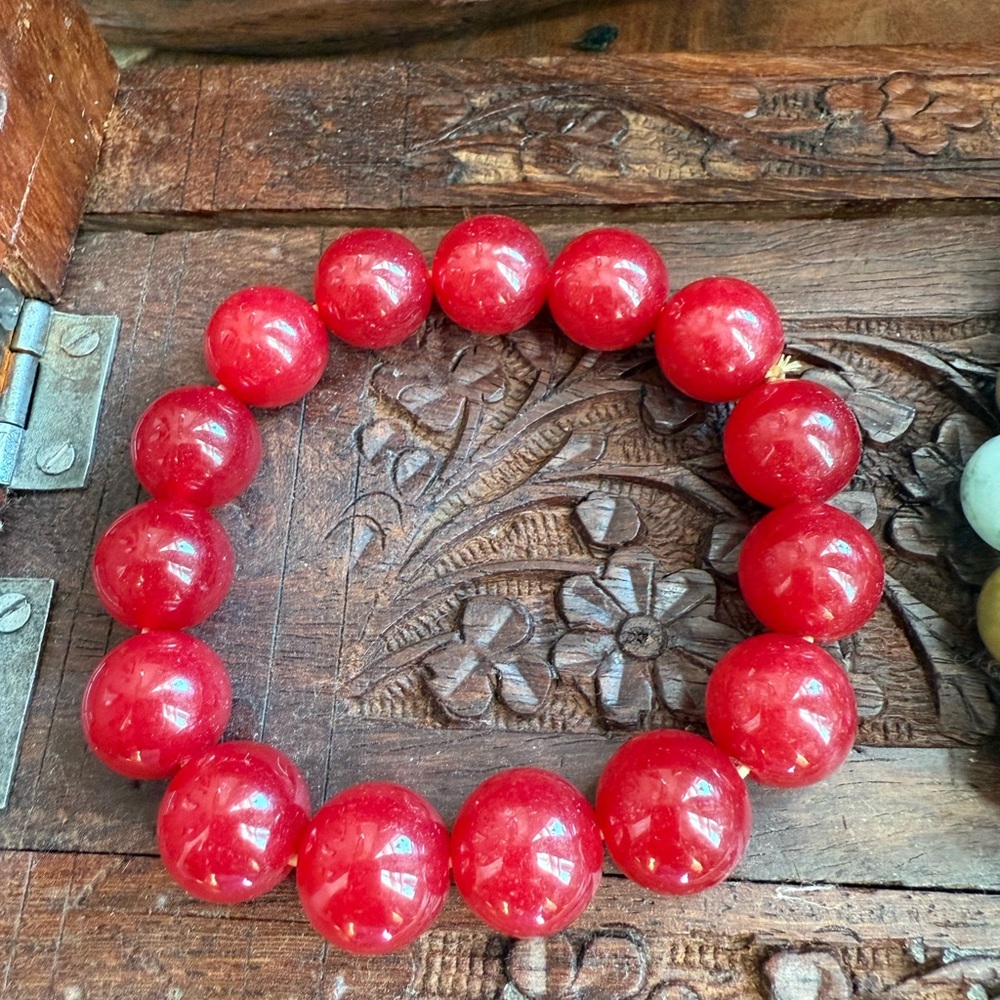 Men’s Red Beaded Bracelet – Natural Stone Jewelry